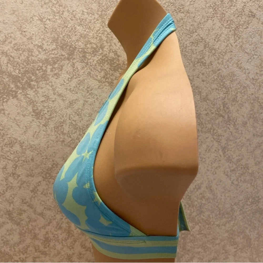 Anne Klein Light Blue and Green Floral Bikini Top